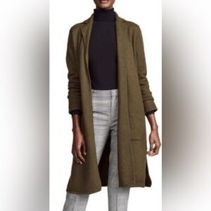 Madewell Camden open-front duster cardigan in olive green 100% merino wool